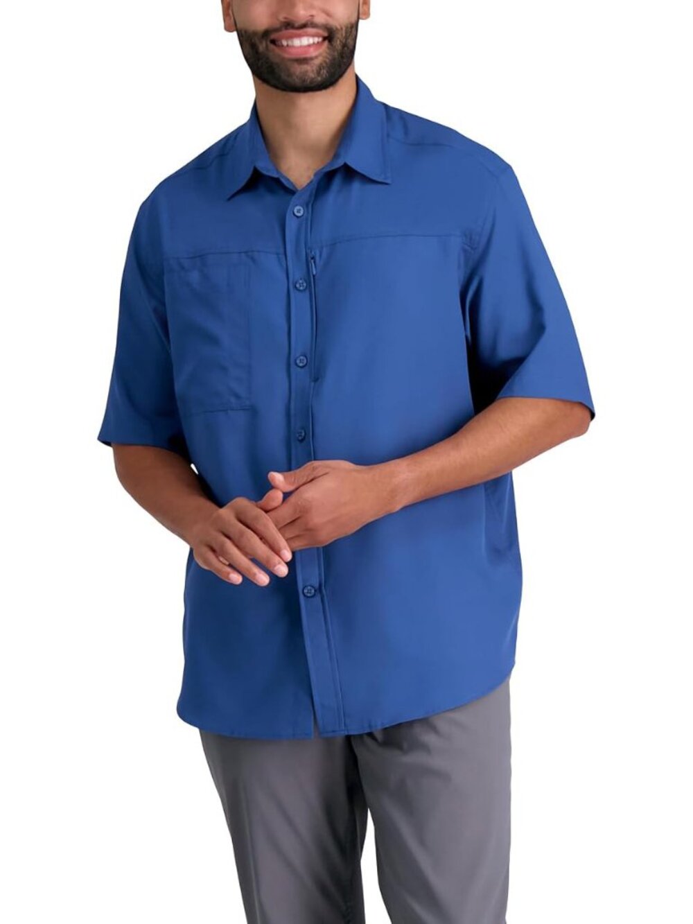 NWOT Haggar Blue Short Sleeve Button-Down Shirt Mens